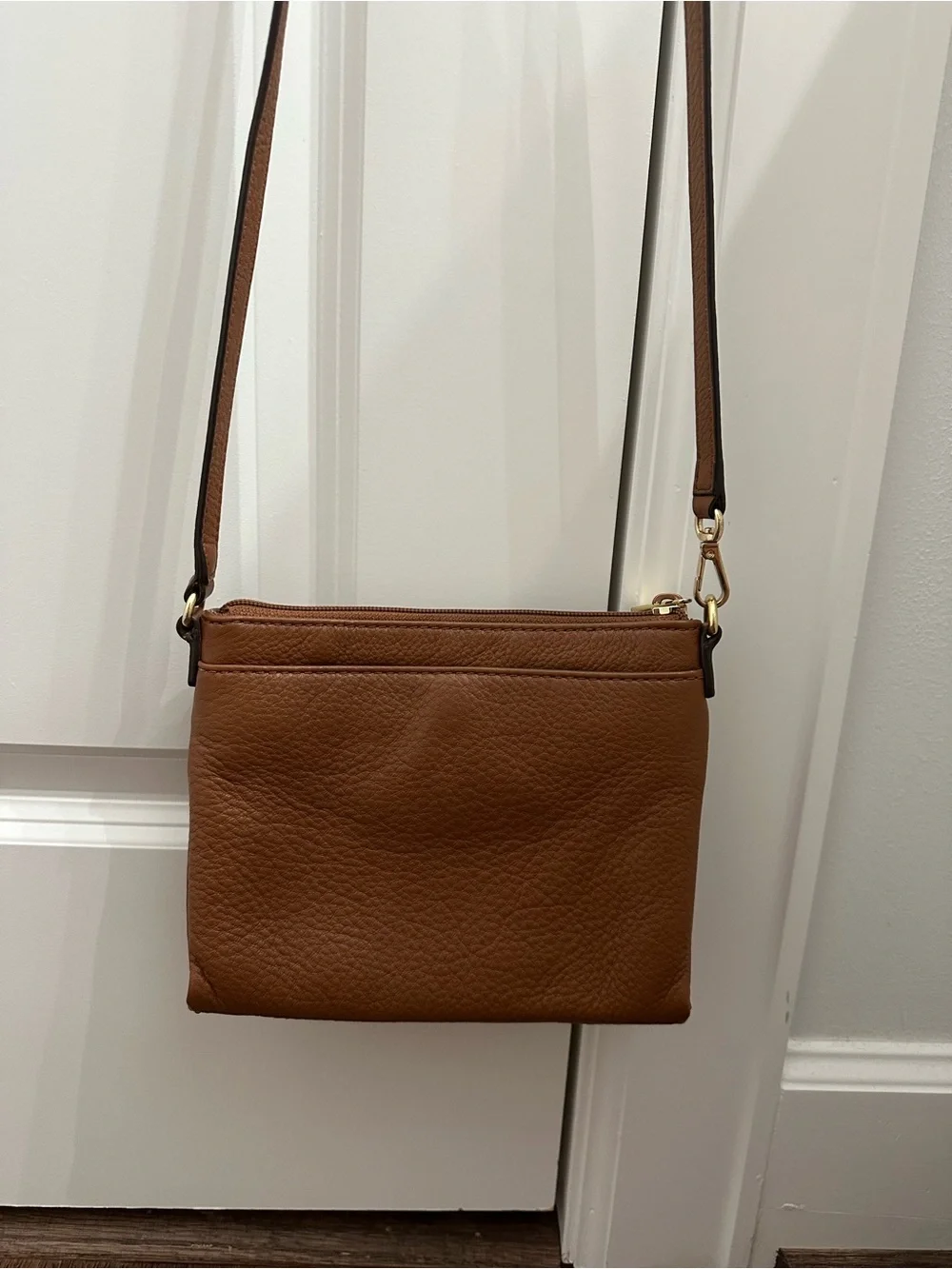 Vintage Michael Kors Tan Pebble Leather MK Circle Logo Crossbody